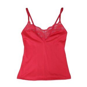 Vintage JCPENNEY 70s Women's Red Nylon Lace Camisole Tank 36 Lingerie